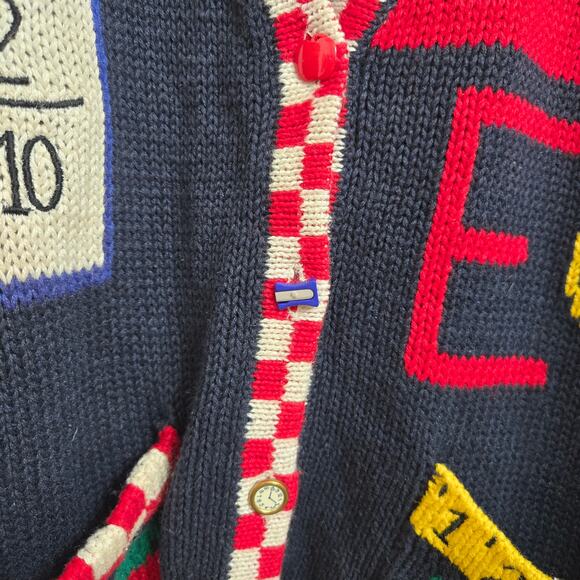 Faith Mtn. Womens Vintage 90s Novelty Cottage School Teacher Cardigan Sweater L - Picture 3 of 11